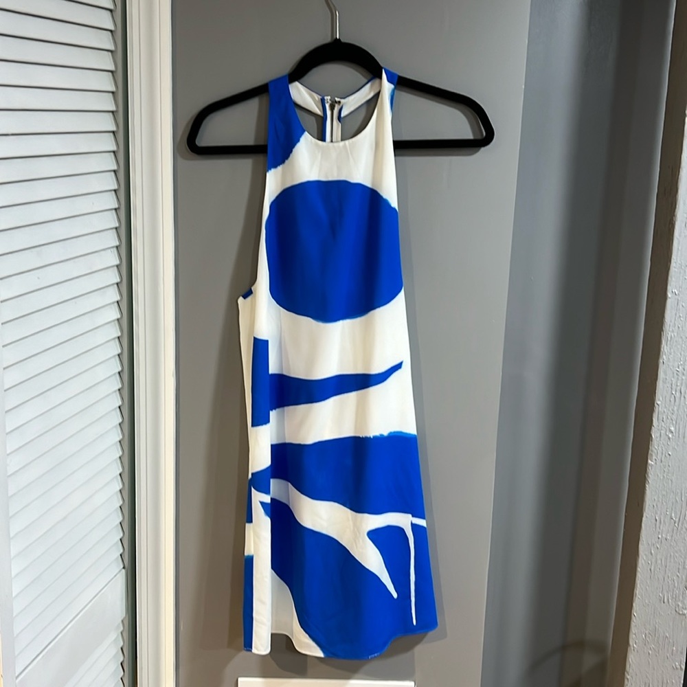 Alice and Olivia blue and white dress